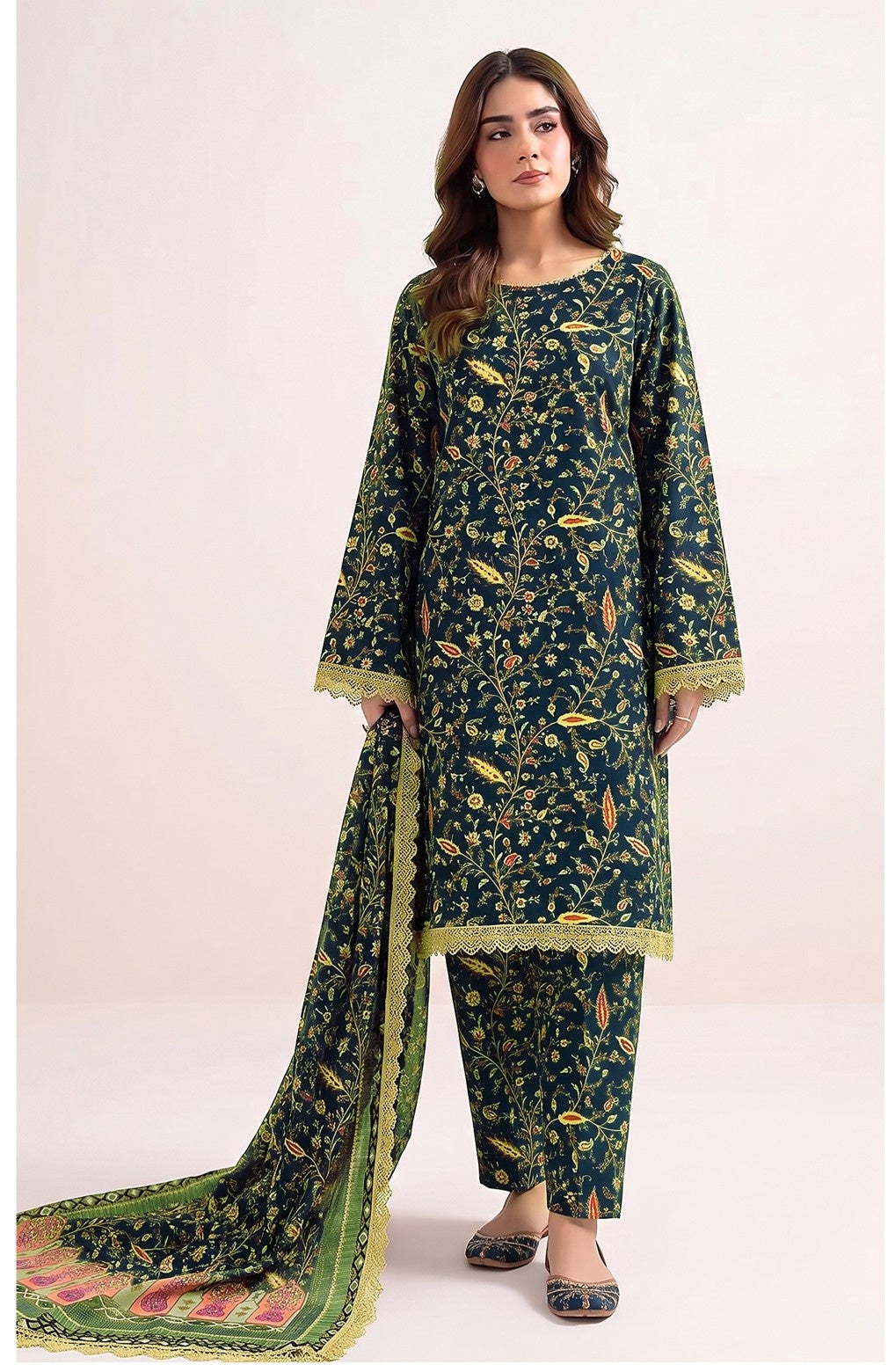 Sapphire Allover Linen 3 Piece Unstitched Suit – Winter Collection