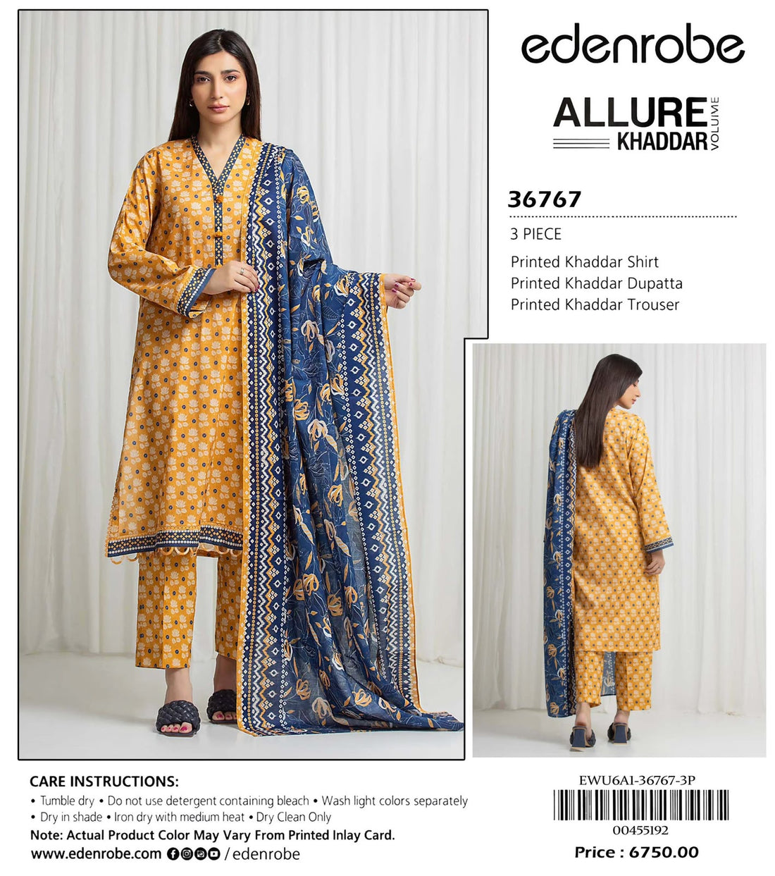 Allure Khaddar 3 Piece Unstitched Suit – Winter Collection