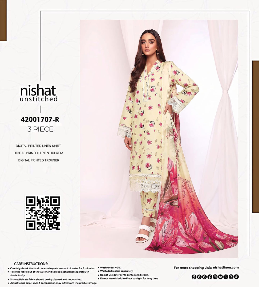 Nishat Linen 3 Piece Unstitched Suit – Winter Collection